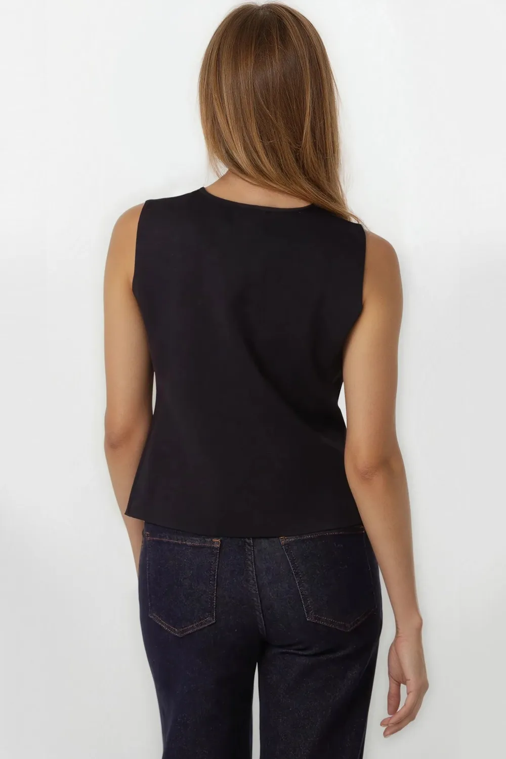 Aftershock London Asymmetric gilet maglia nero S/M scollo a V