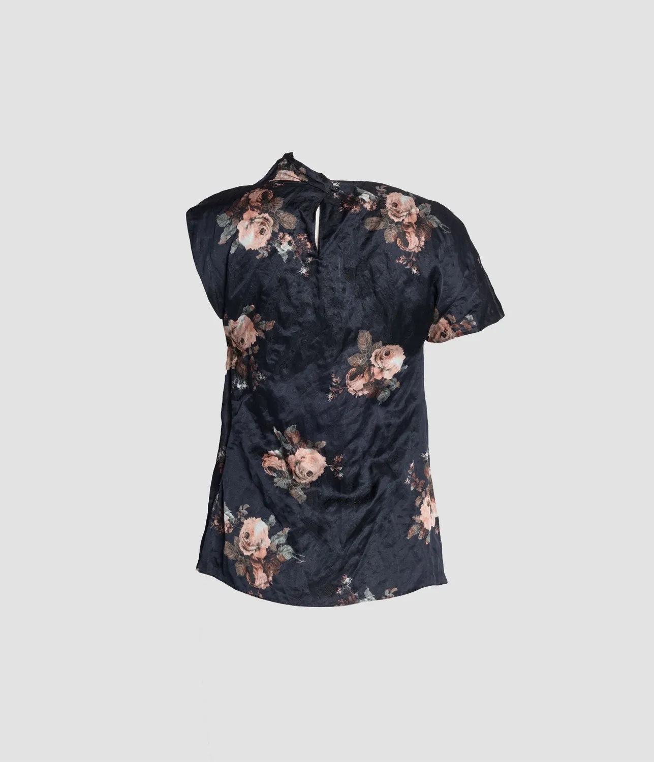 Erdem Top Raso Fiori Drappeggiato Maniche Corte