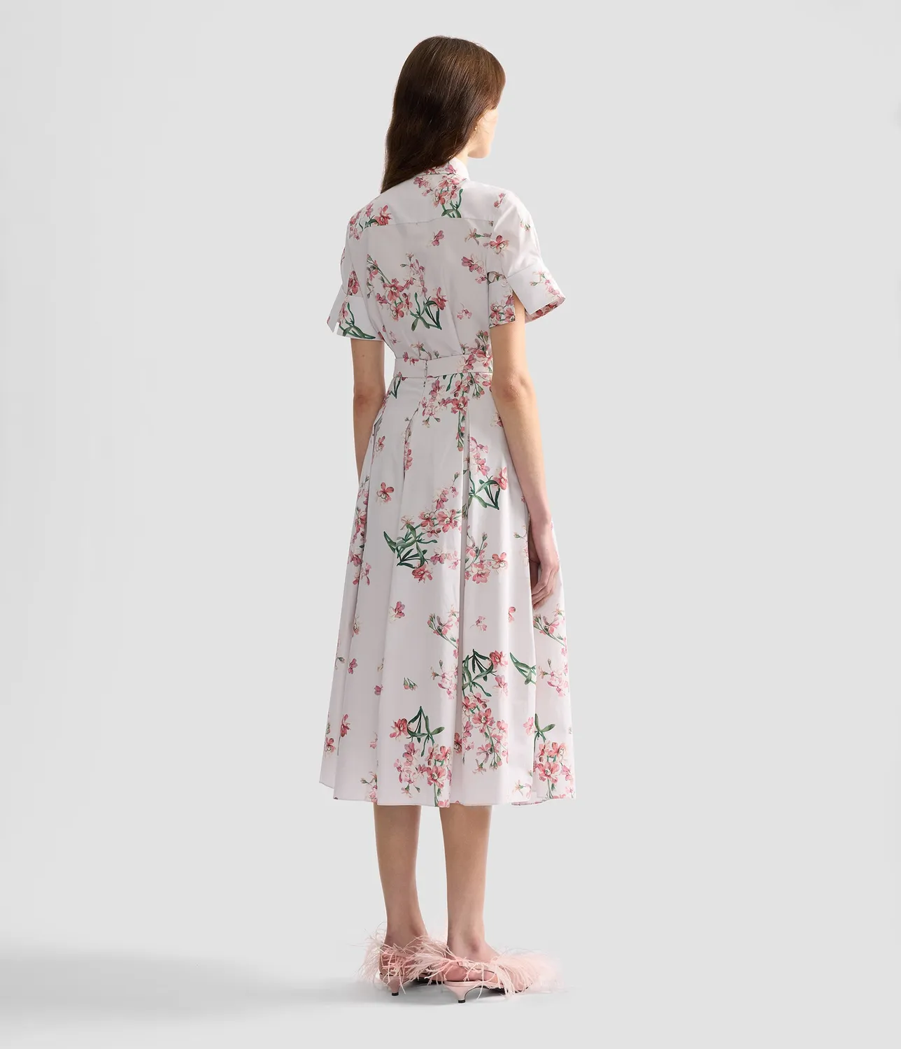 Erdem Floral Cotton Midi Pleated Skirt gonna midi fiori