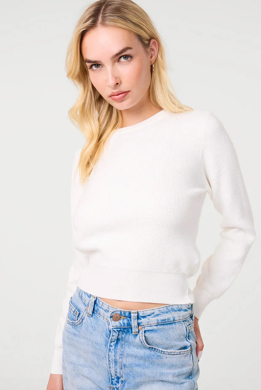 Pink Vanilla Knitted maglione avorio scollo tondo