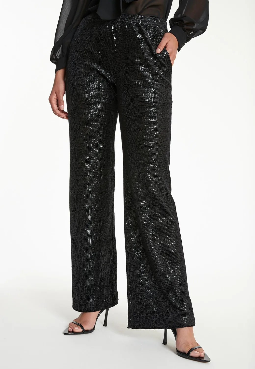 Ana Alcazar Tajane pantaloni velluto nero paillettes