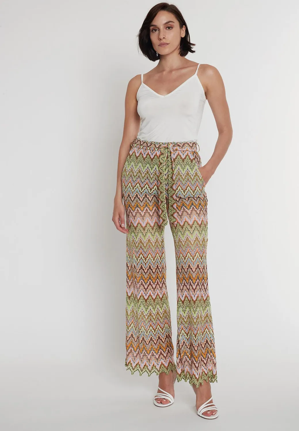 Ana Alcazar Posyda pantaloni maglia svasati fantasia