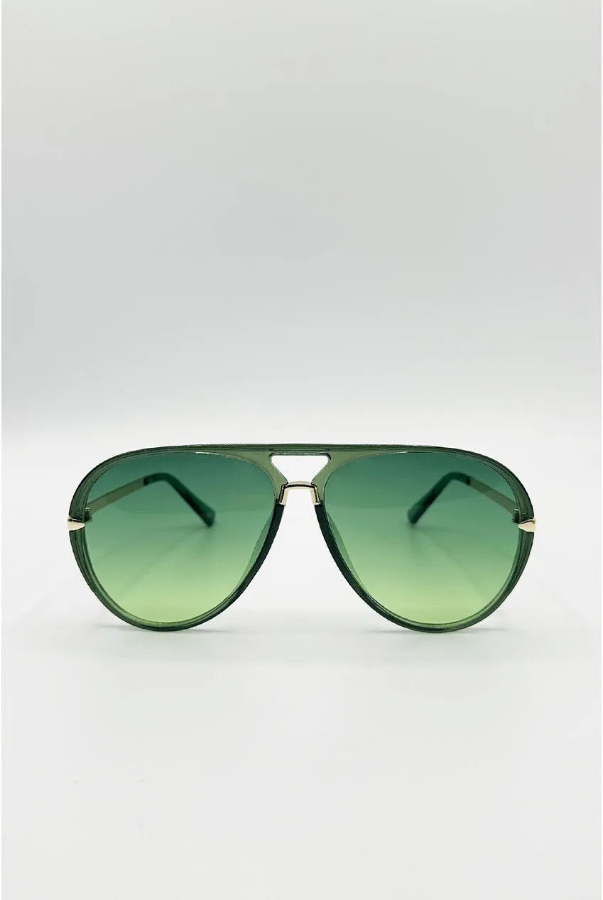 SVNX Bold Aviator occhiali da sole verdi metallo oro