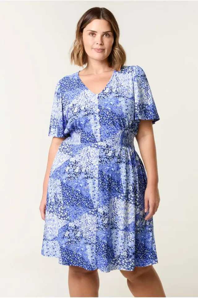 Blue Vanilla Curve abito mini fantasia blu curvy
