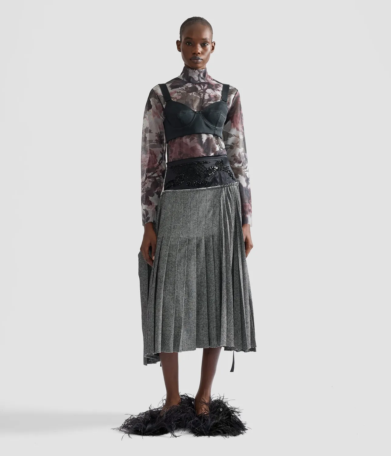 Erdem Floral Print Jacquard Turtleneck maglia semitrasparente