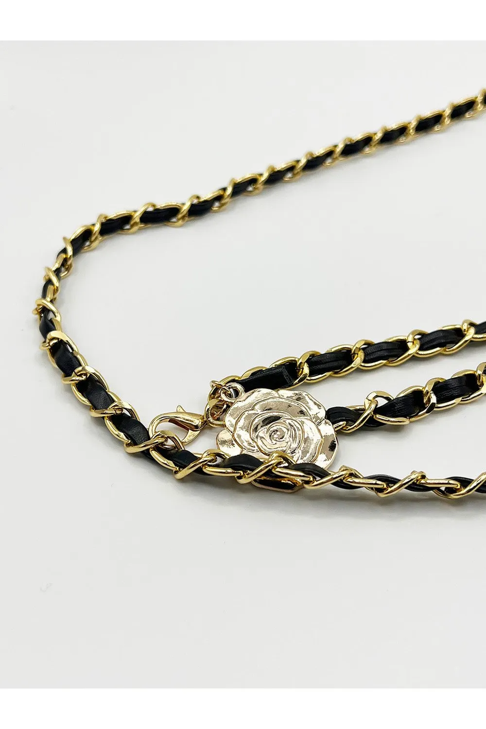 SVNX Rose Chain cintura catena nero oro