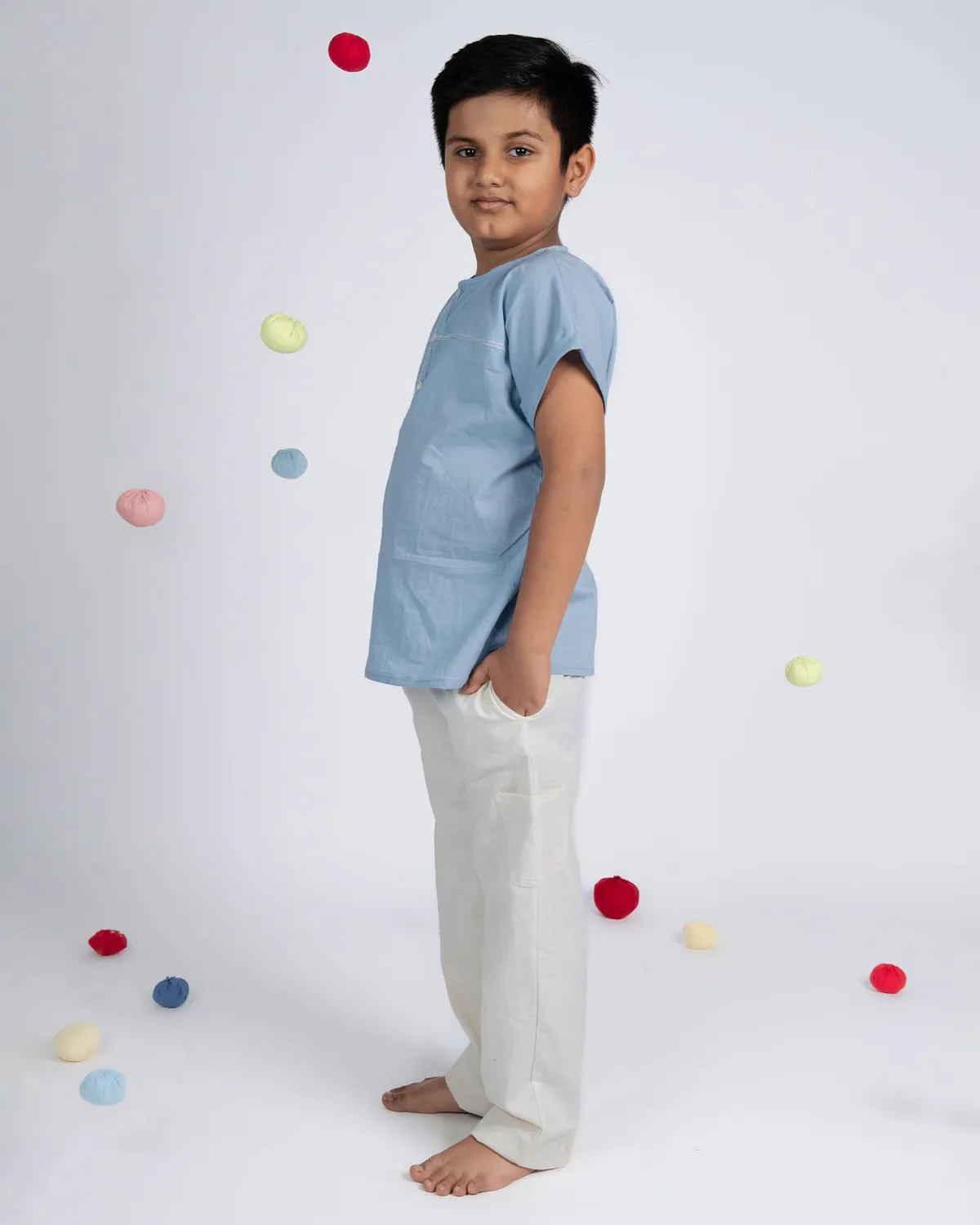 Our Dve Mini Elite completo bambino cotone blu beige