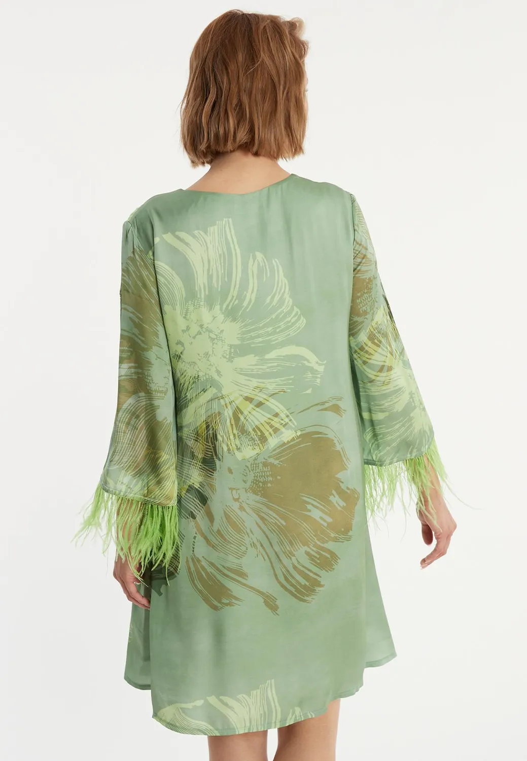 Ana Alcazar Zegali abito tunica satin verde