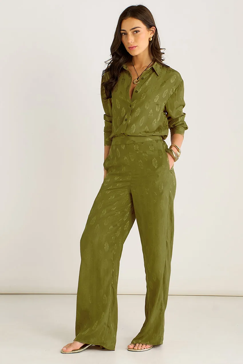 Gini London GL2186A pantaloni kaki jacquard floreale