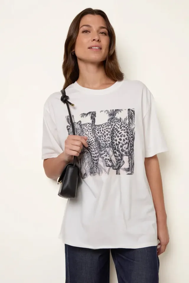 Blue Vanilla Graphic Print t-shirt avorio girocollo oversize