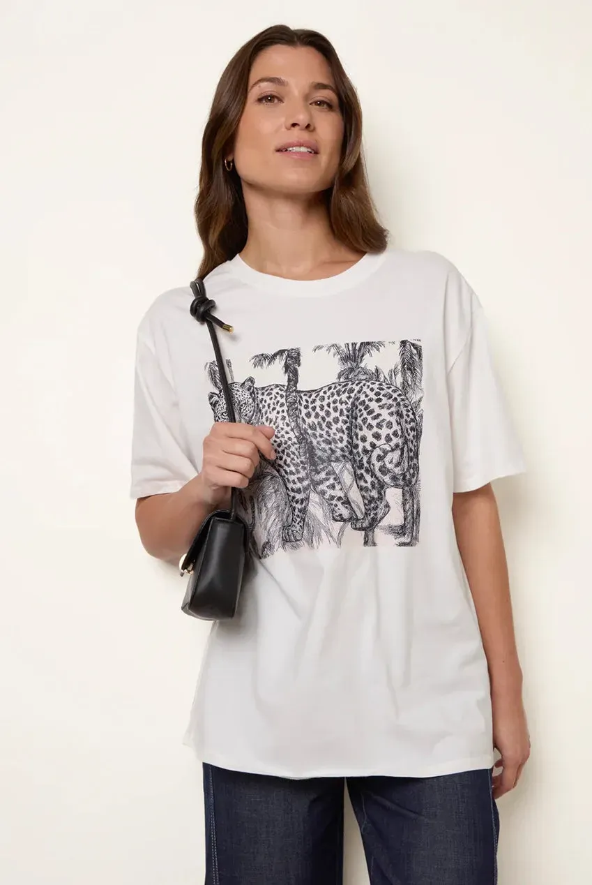 Blue Vanilla Graphic Print t-shirt avorio girocollo oversize