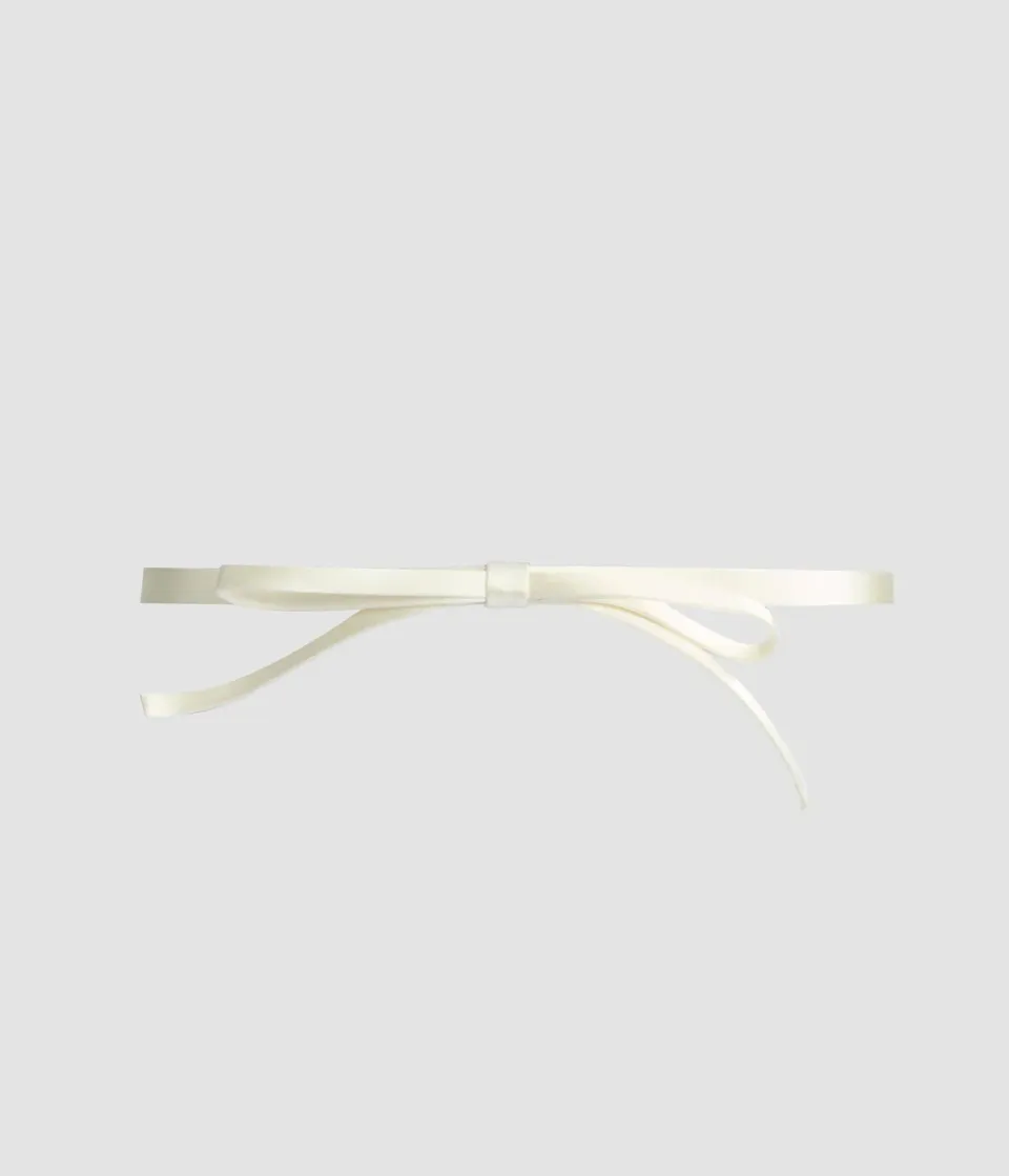 Erdem Narrow Bow Belt cintura raso avorio fiocco