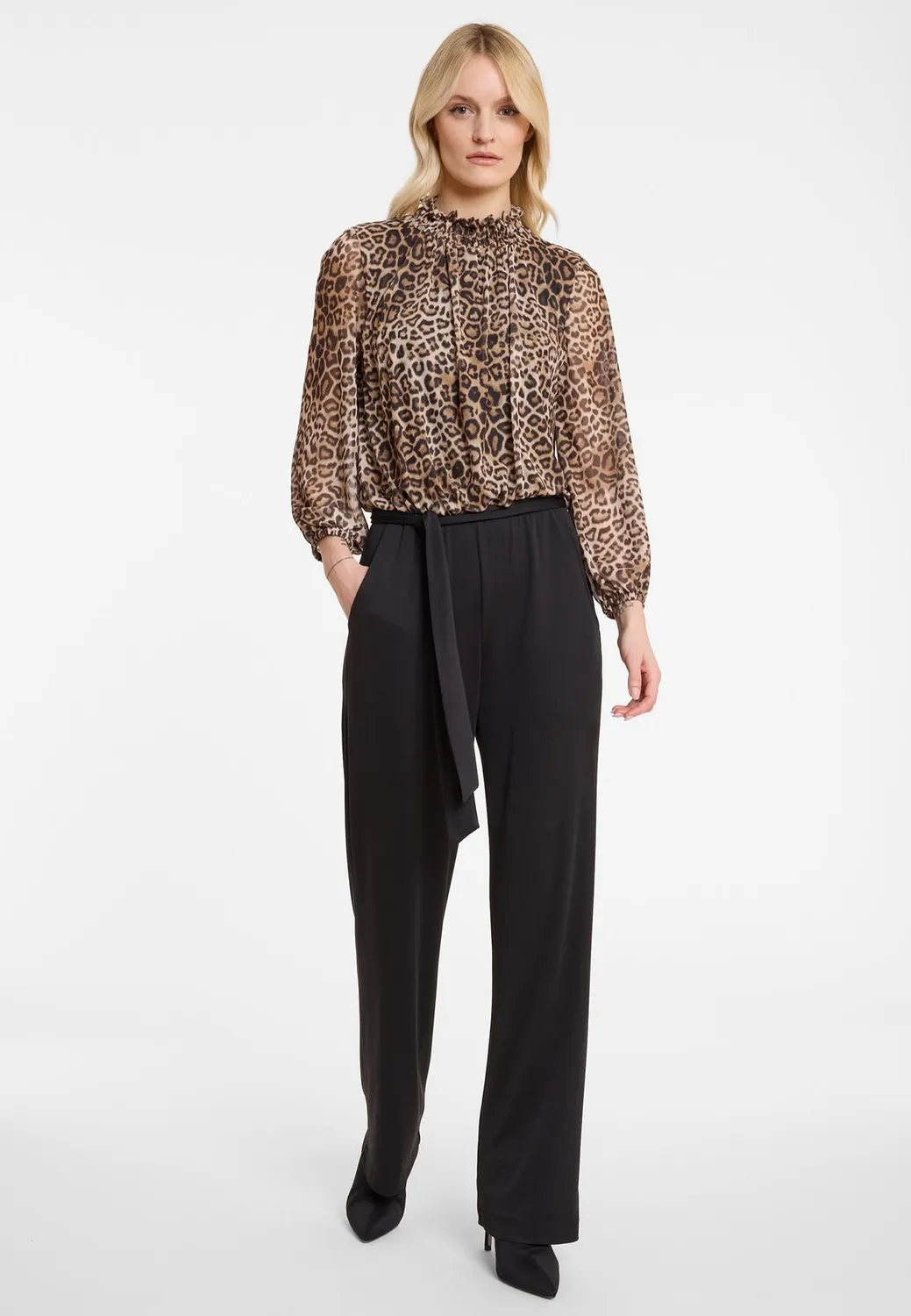 Ana Alcazar Aylia tuta jumpsuit nera leopardata