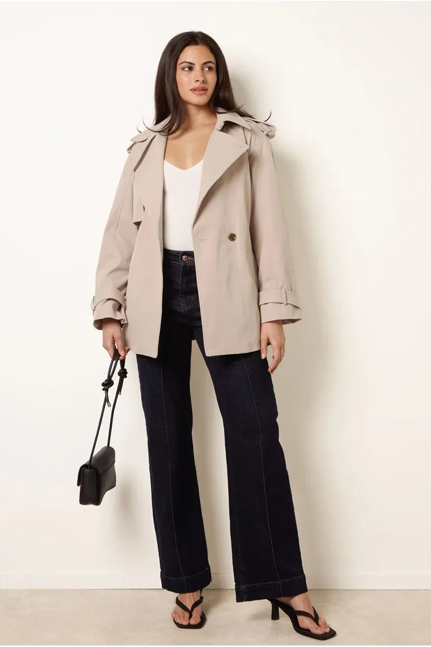 Blue Vanilla Short Trench cappotto corto stone cintura