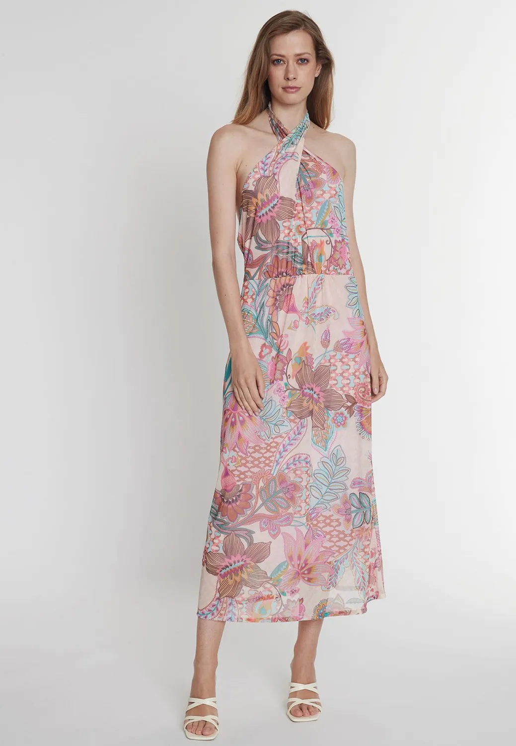 Ana Alcazar Peline abito halter floreale midi
