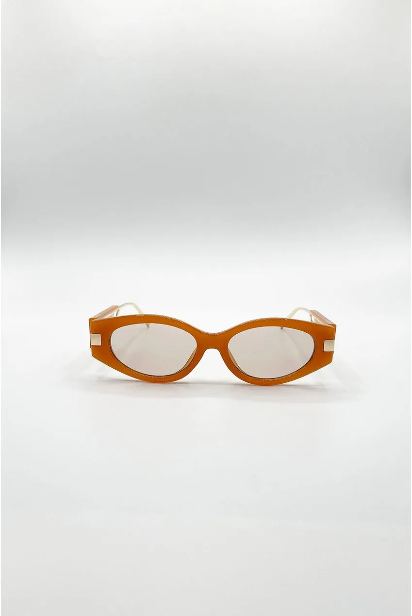 SVNX Oval Metal occhiali da sole arancioni UV400