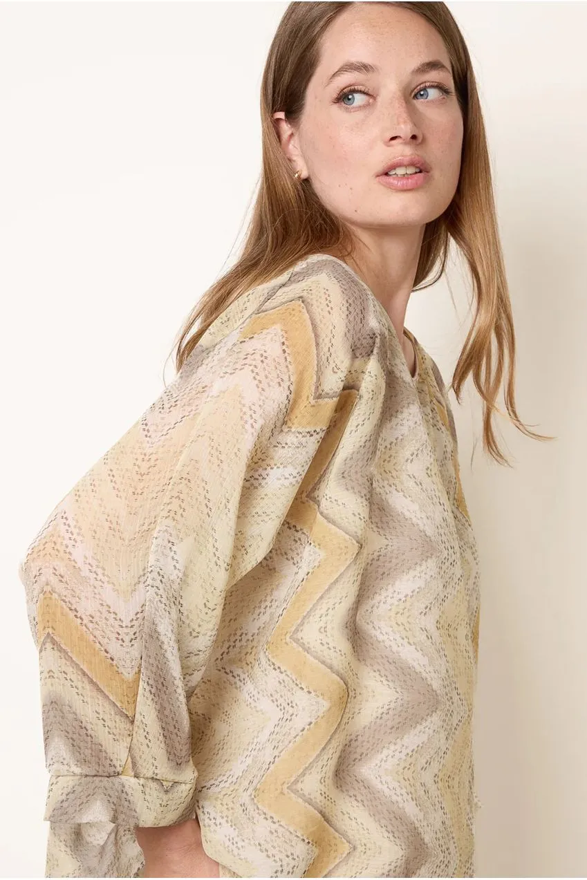 Blue Vanilla Zig Zag top donna giallo limone taglia unica
