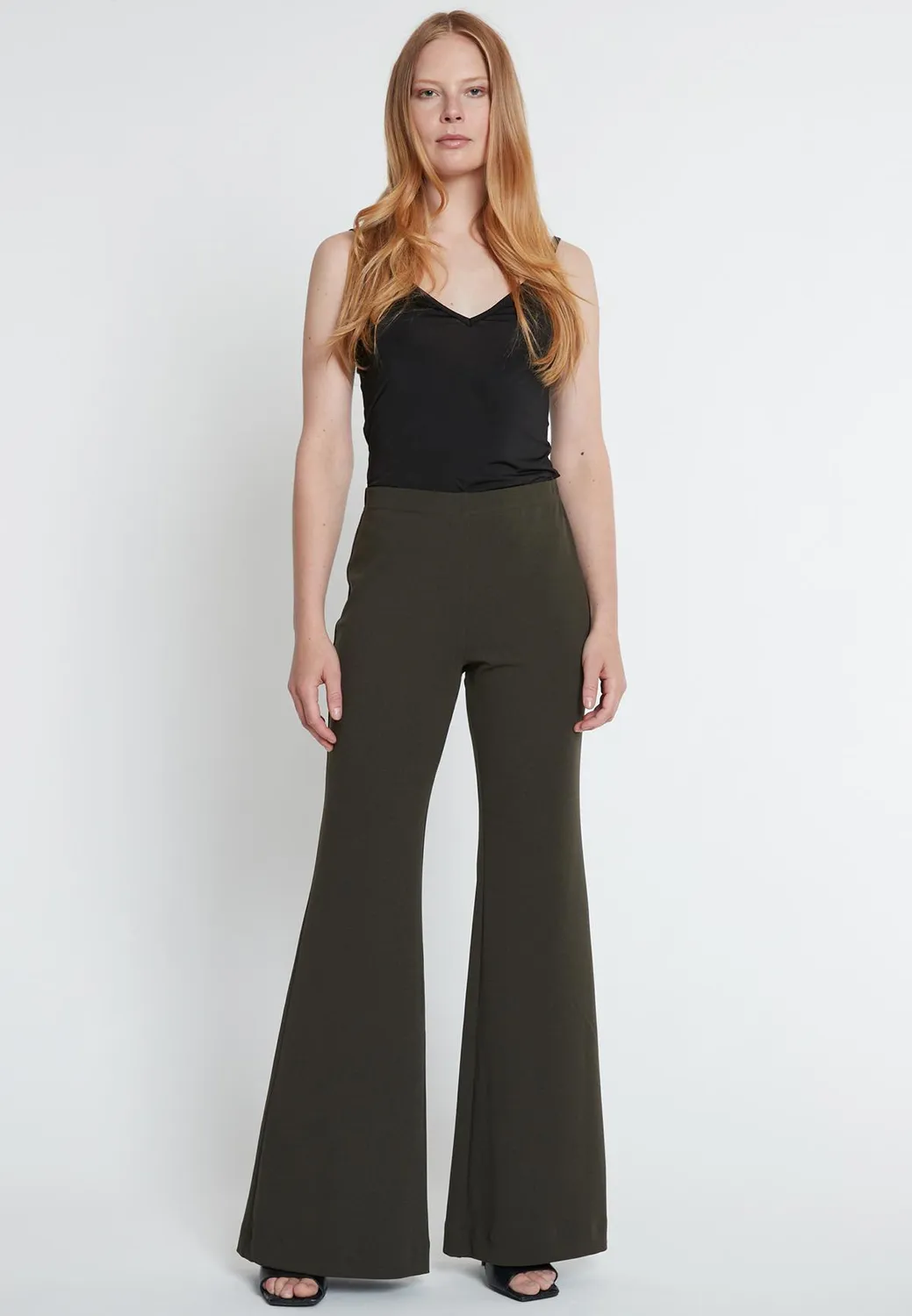 Ana Alcazar Haronas Pantaloni Larghi Kaki Vita Alta