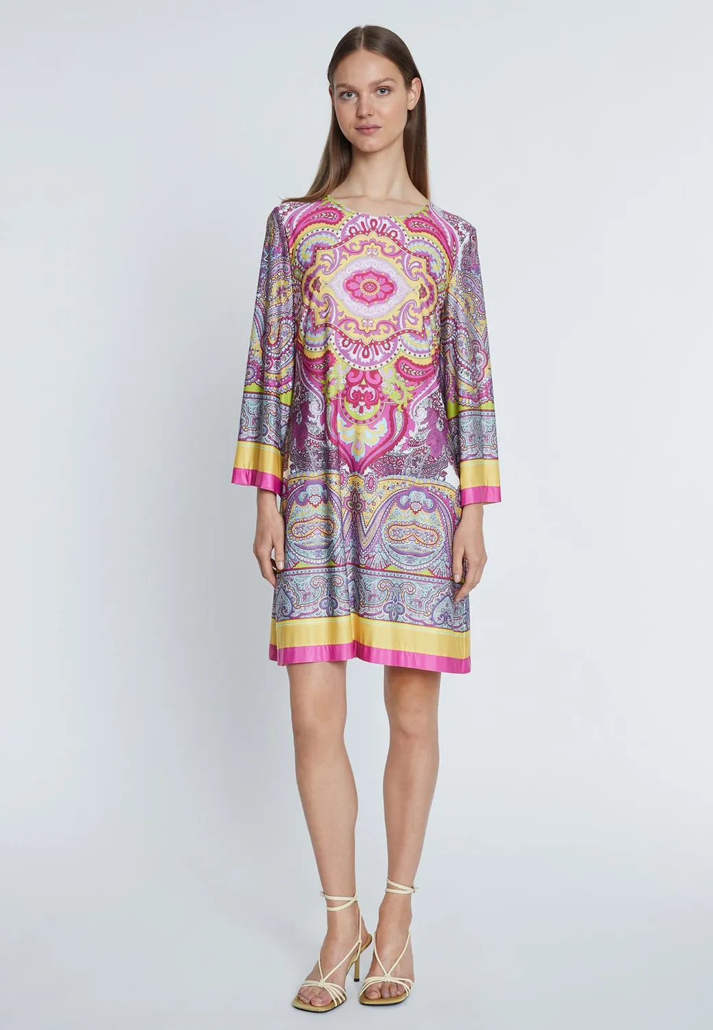 Ana Alcazar Ridana Abito Tunica Paisley Fucsia
