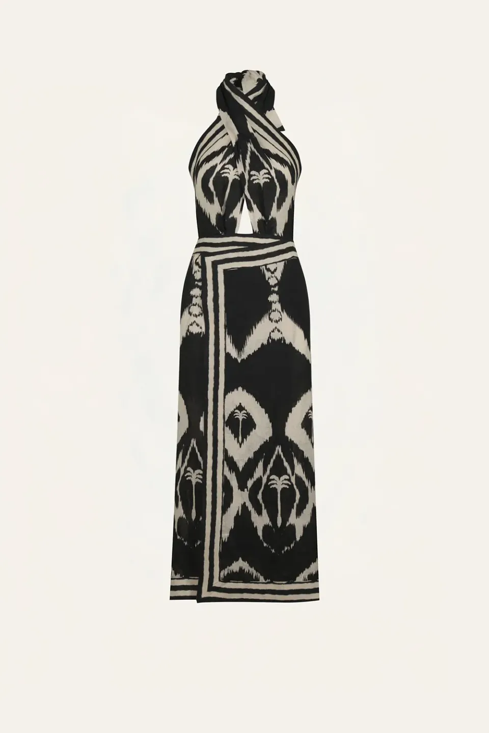 Johanna Ortiz Buen Viento vestito midi lino nero
