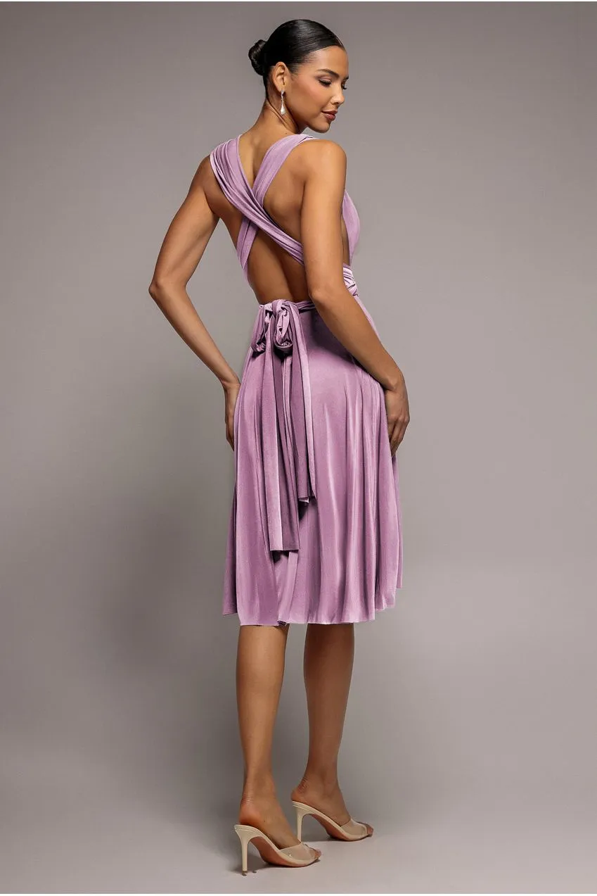 Goddiva Soft Touch abito midi rosa cipria multistile