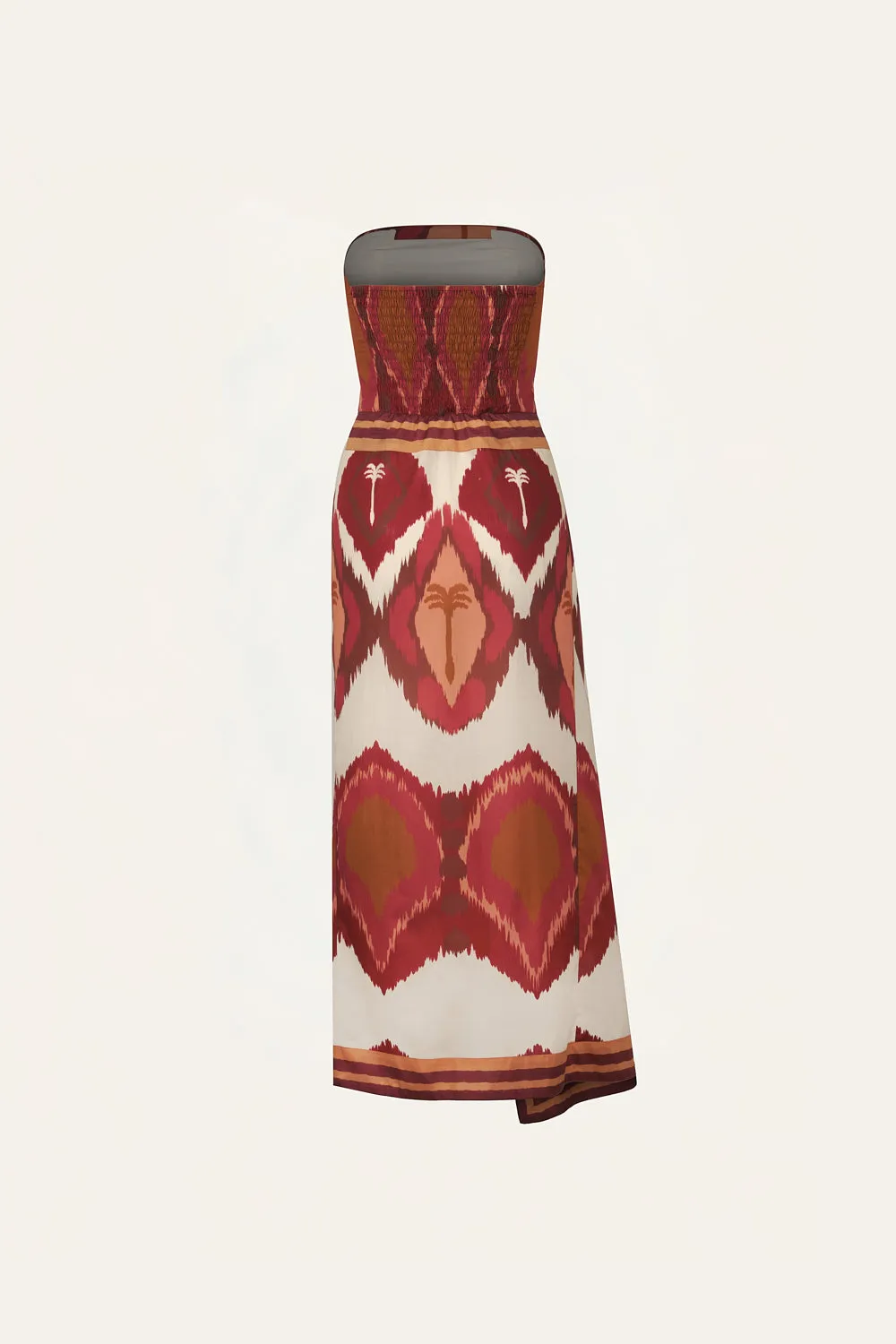 Johanna Ortiz Ancient Peru abito lungo ecru/vino cotone
