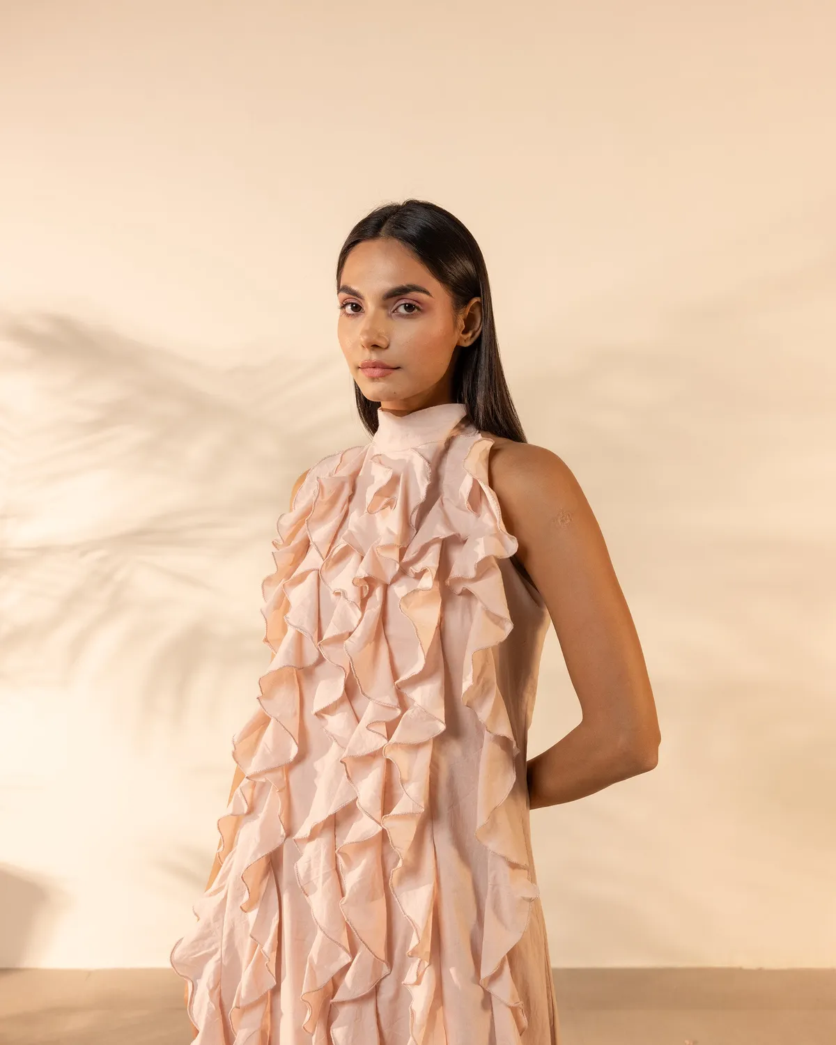 Our Dve Sunny Side abito rosa fenicottero cotone lungo