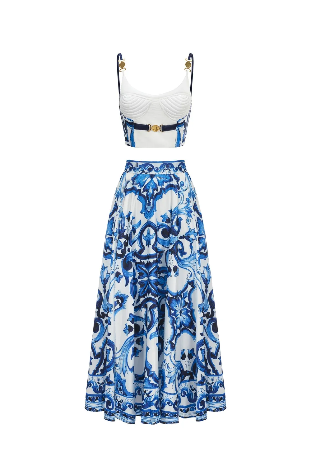 Bella Barnett Kaona Halter completo top+gonna blu S