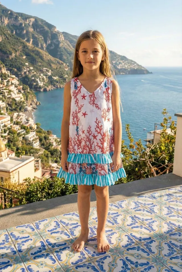 Antica Sartoria Everywhere FC046 abito bimba rosso cotone