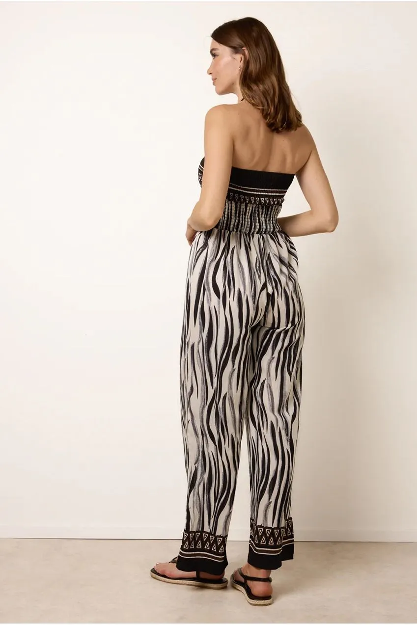 Blue Vanilla Zebra Print Halter Neck tuta nera zebrata