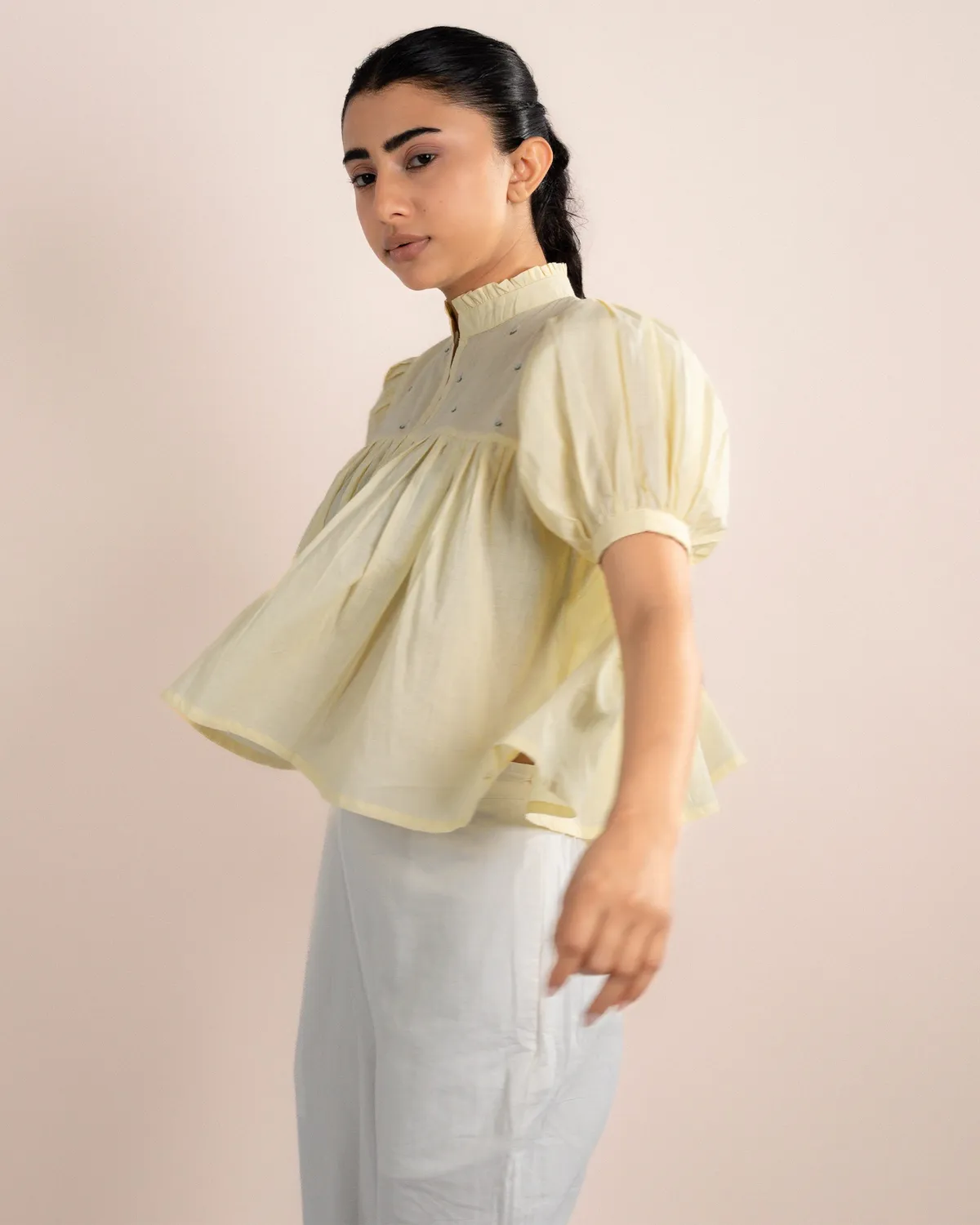 Our Dve Rosy Top top cotone giallo limone
