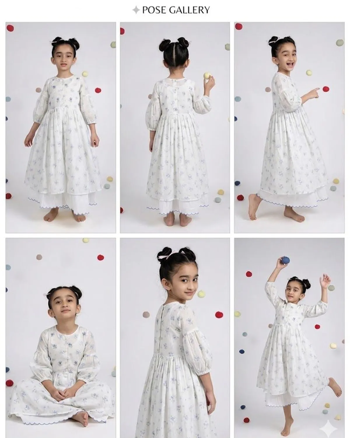 Our Dve Pixie Dress bambina organza fiori blu