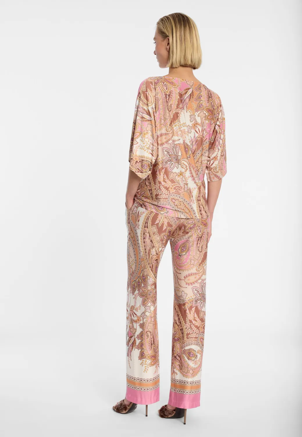 Ana Alcazar Duara Top Paisley Beige Manica Pipistrello