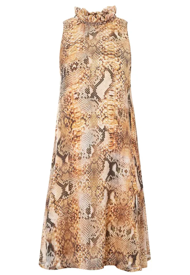 Ana Alcazar Pakela abito chiffon animalier marrone
