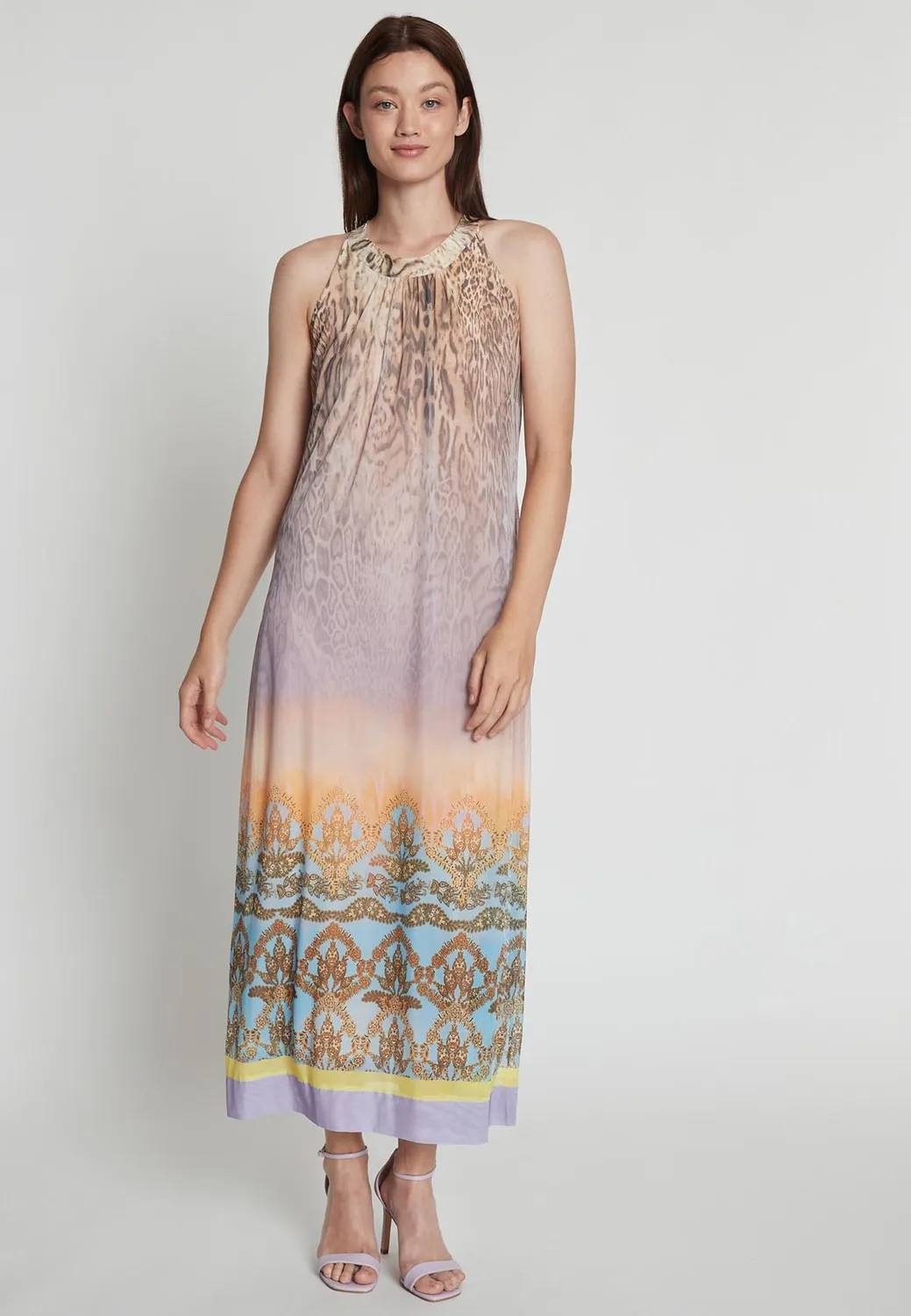 Ana Alcazar Remila abito maxi viola halter animale