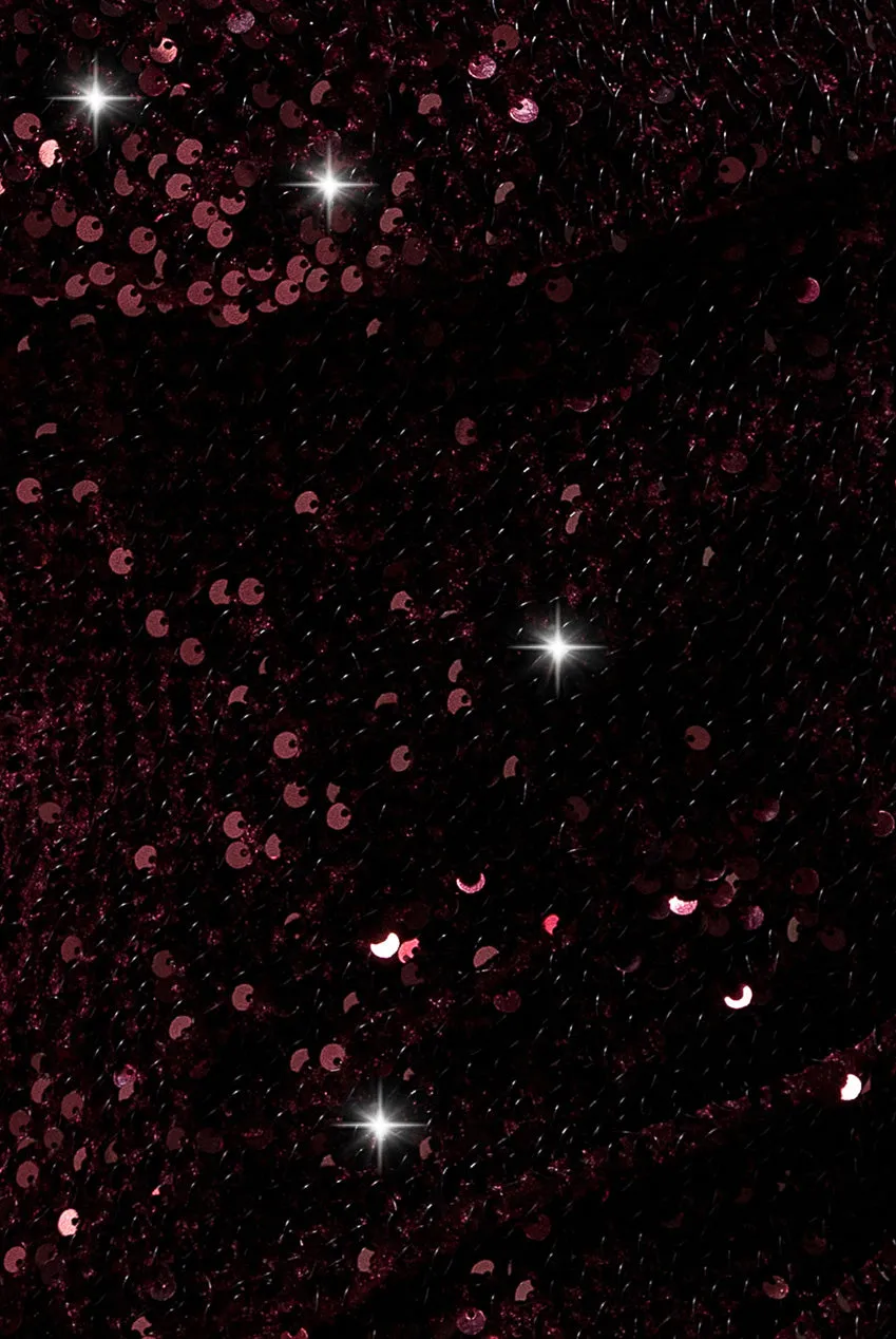 Goddiva Asymmetric Abito Lungo Prugna Paillettes