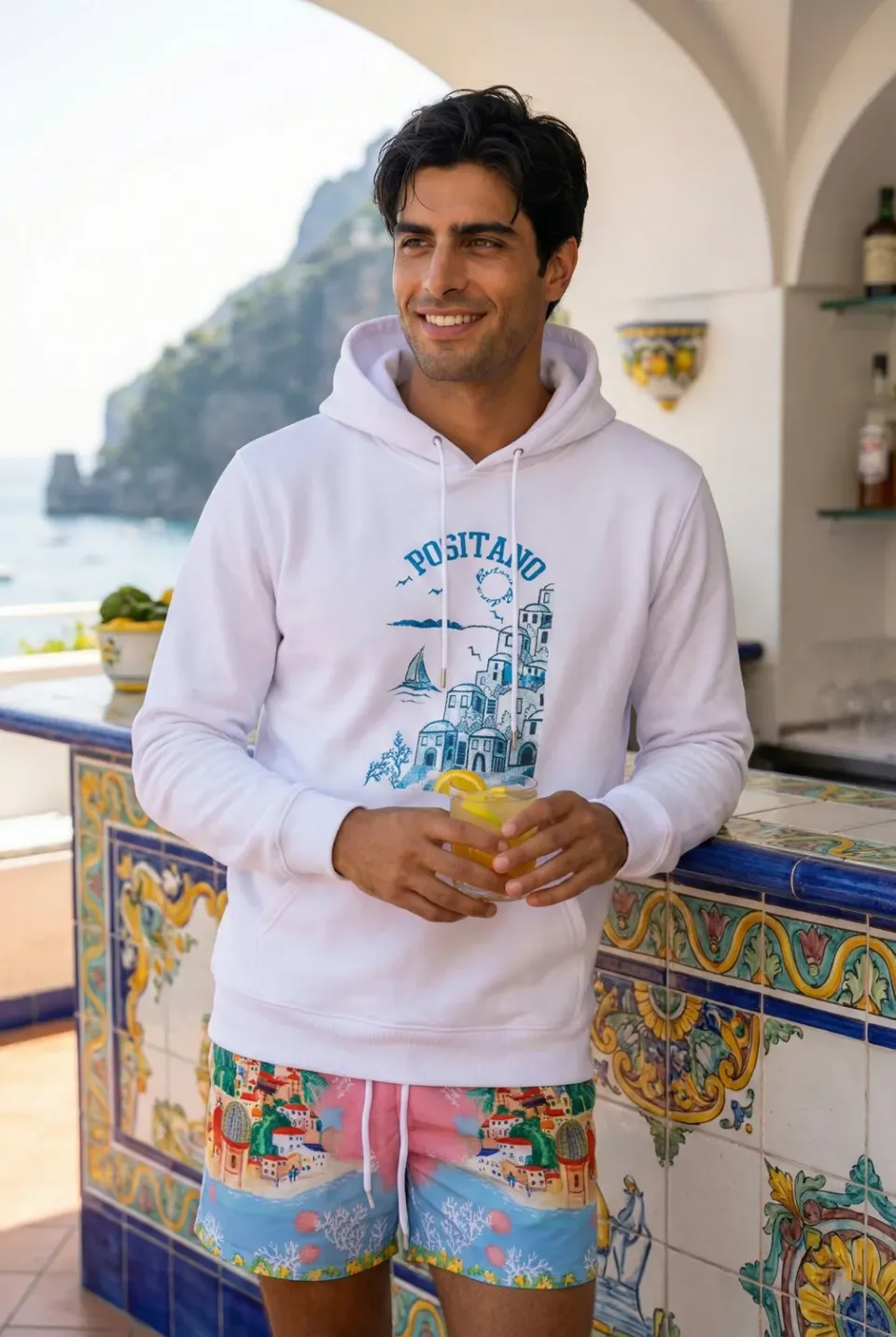 Antica Sartoria Positano FW108 felpa bianca poliestere