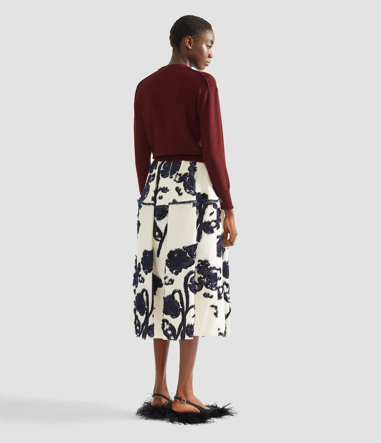 Erdem Fine Merino Wool Floral maglione bordeaux