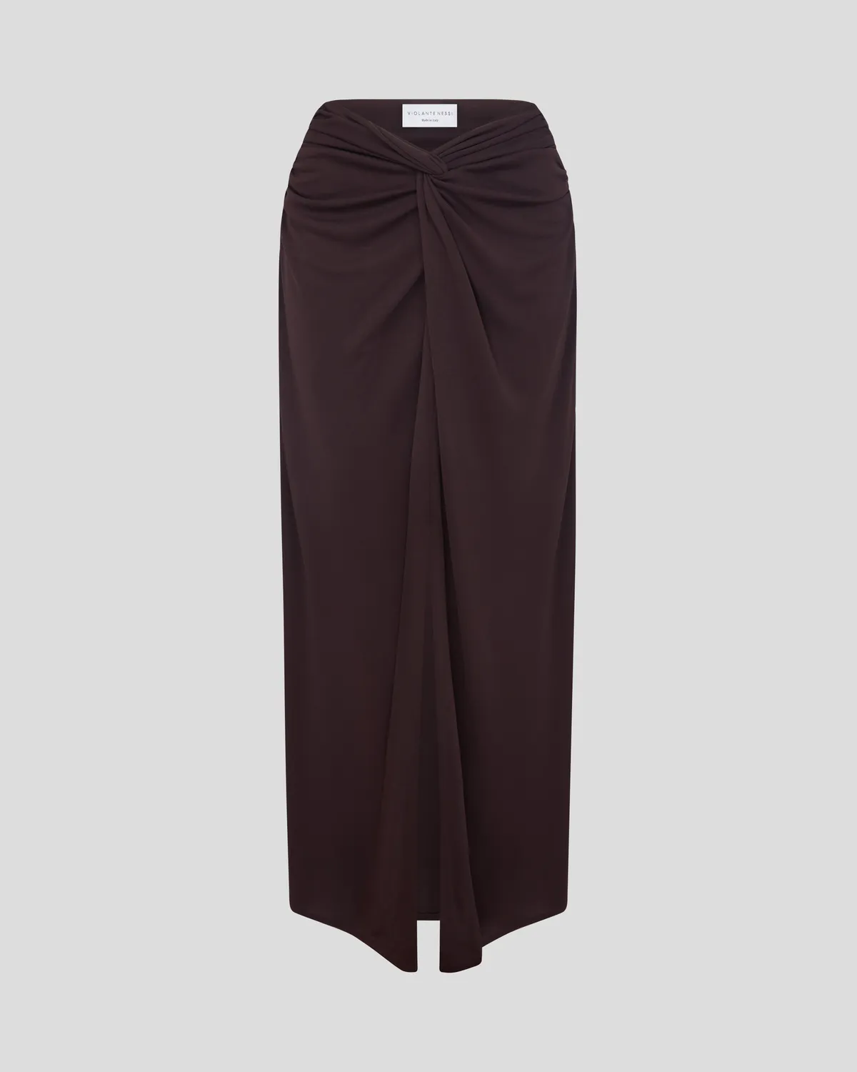 Violante Nessi Rebecca gonna midi marrone jersey crepe