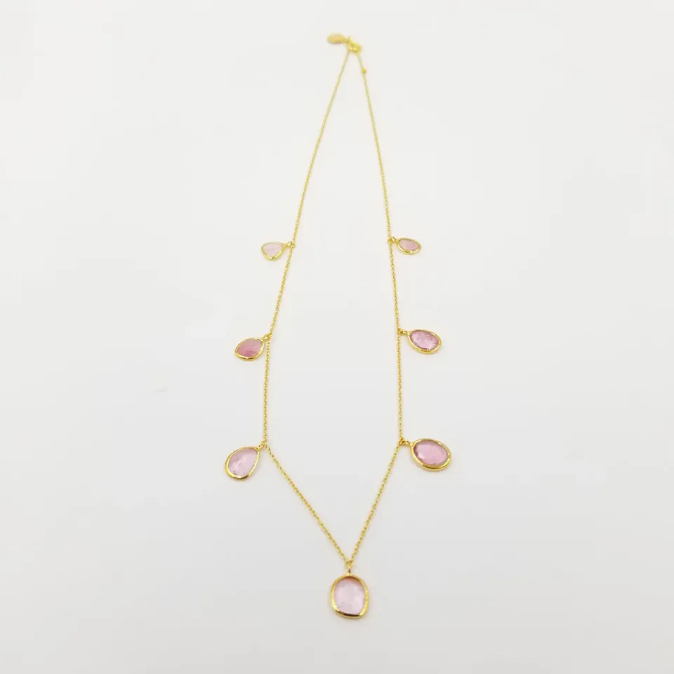 Our Dve Pink Tourmaline Choker collana placcato oro tormalina rosa