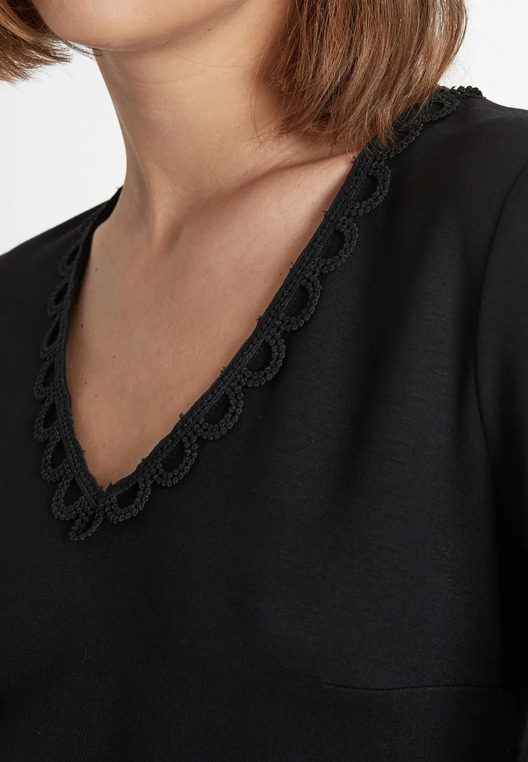Ana Alcazar Sipela abito nero jersey manica 3/4