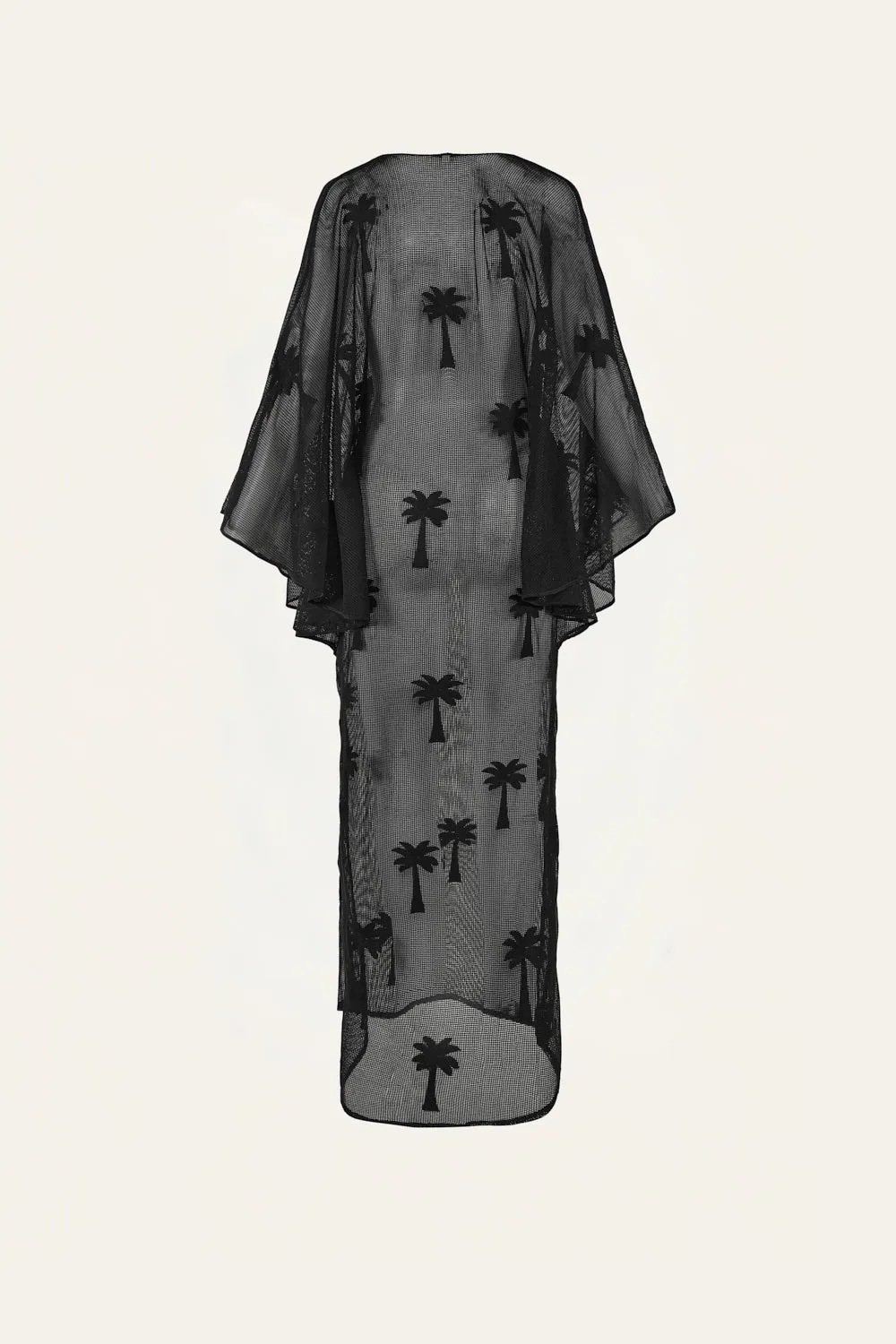 Johanna Ortiz Palm Veil tunica mare nero cotone traforato