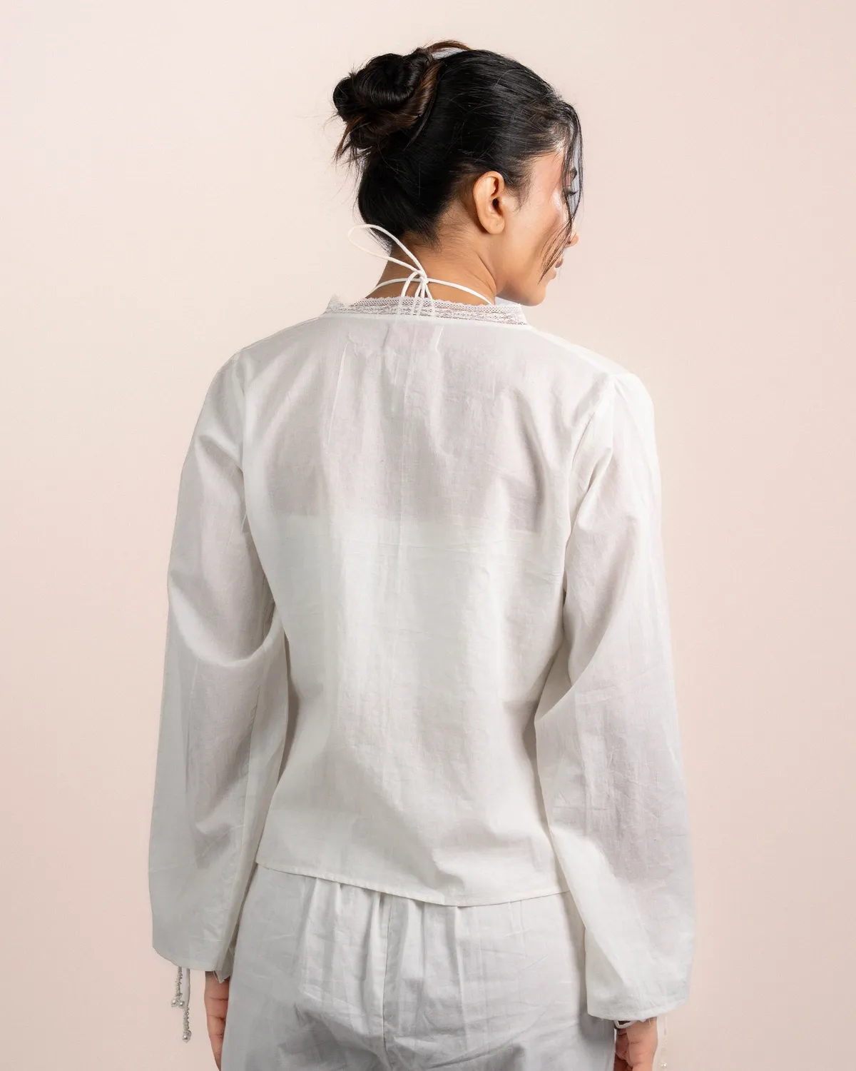 Our Dve Lior Tube Top Top bianco cotone 2 pezzi scollo V