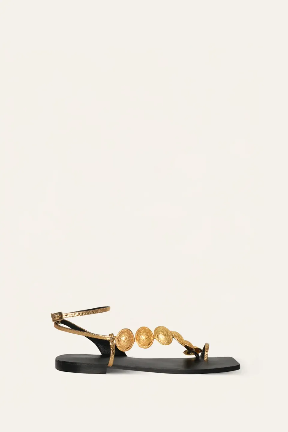 Johanna Ortiz Dazzling Crest sandali piatti oro con perline