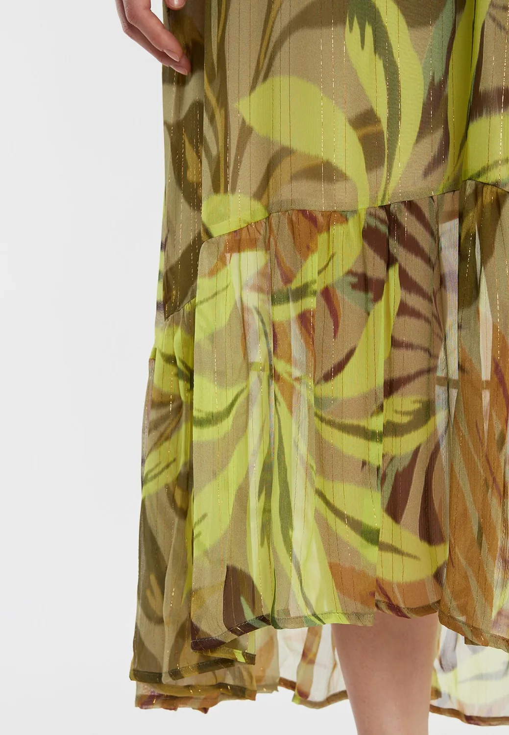 Ana Alcazar Zapara abito midi verde fantasia lurex