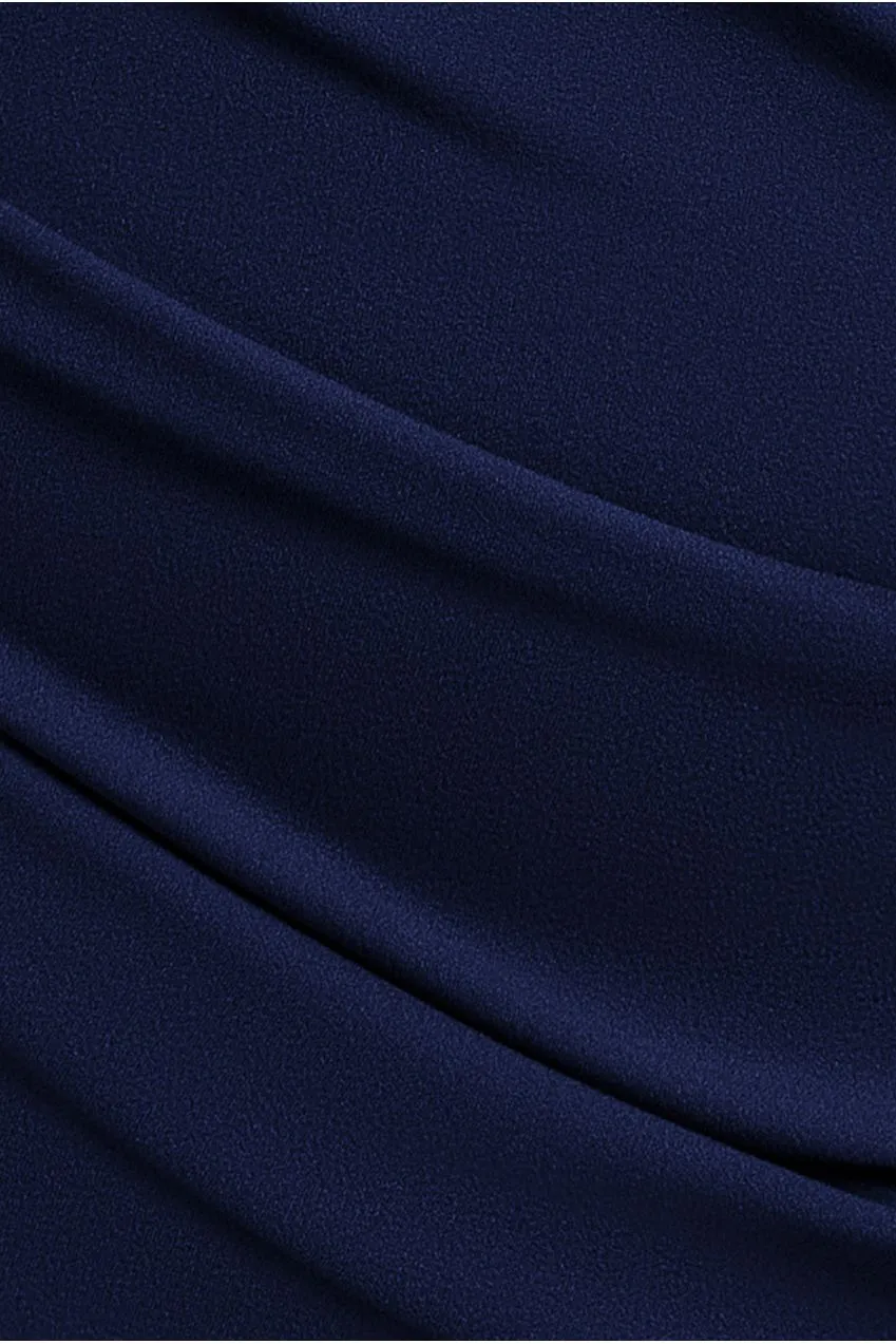Goddiva Plus abito midi bardot scuba blu navy