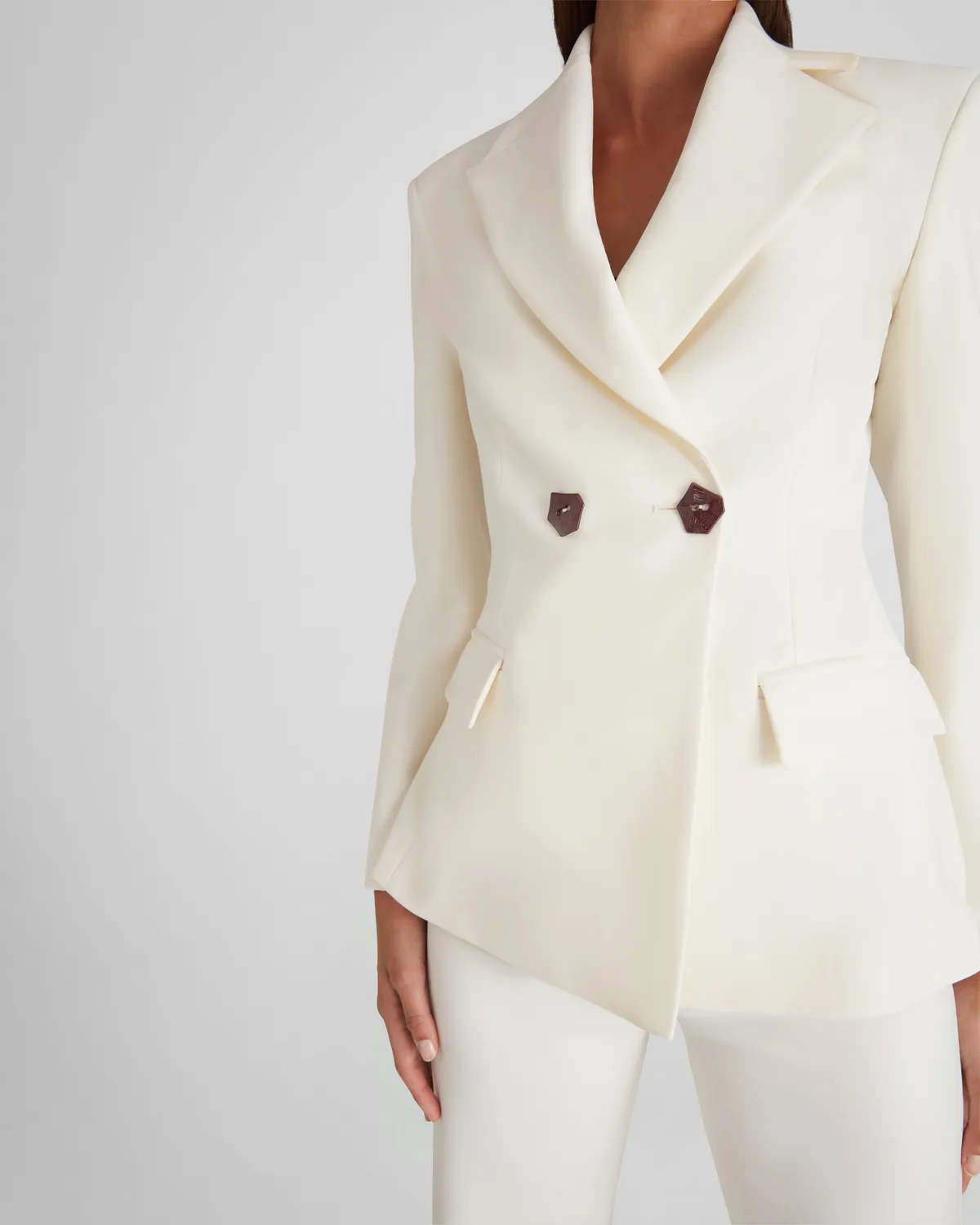 Violante Nessi Burri blazer avorio crepe lana doppiop