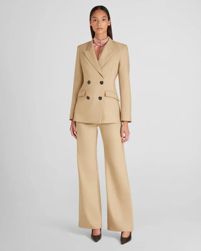 Violante Nessi Sir blazer beige crêpe lana doppiopetto