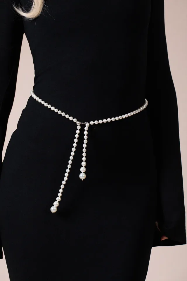 SVNX cintura catena perle bianche argento