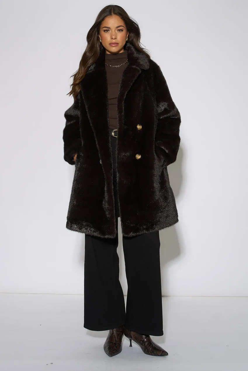 Gini London Bitter Chocolate cappotto ecopelliccia cioccolato